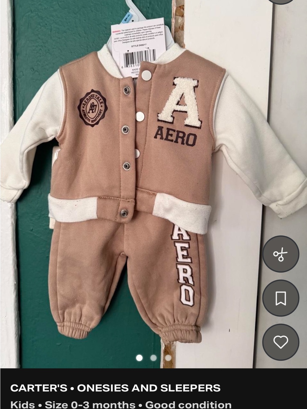AERO Tan & Cream Baby Matching Footie Set